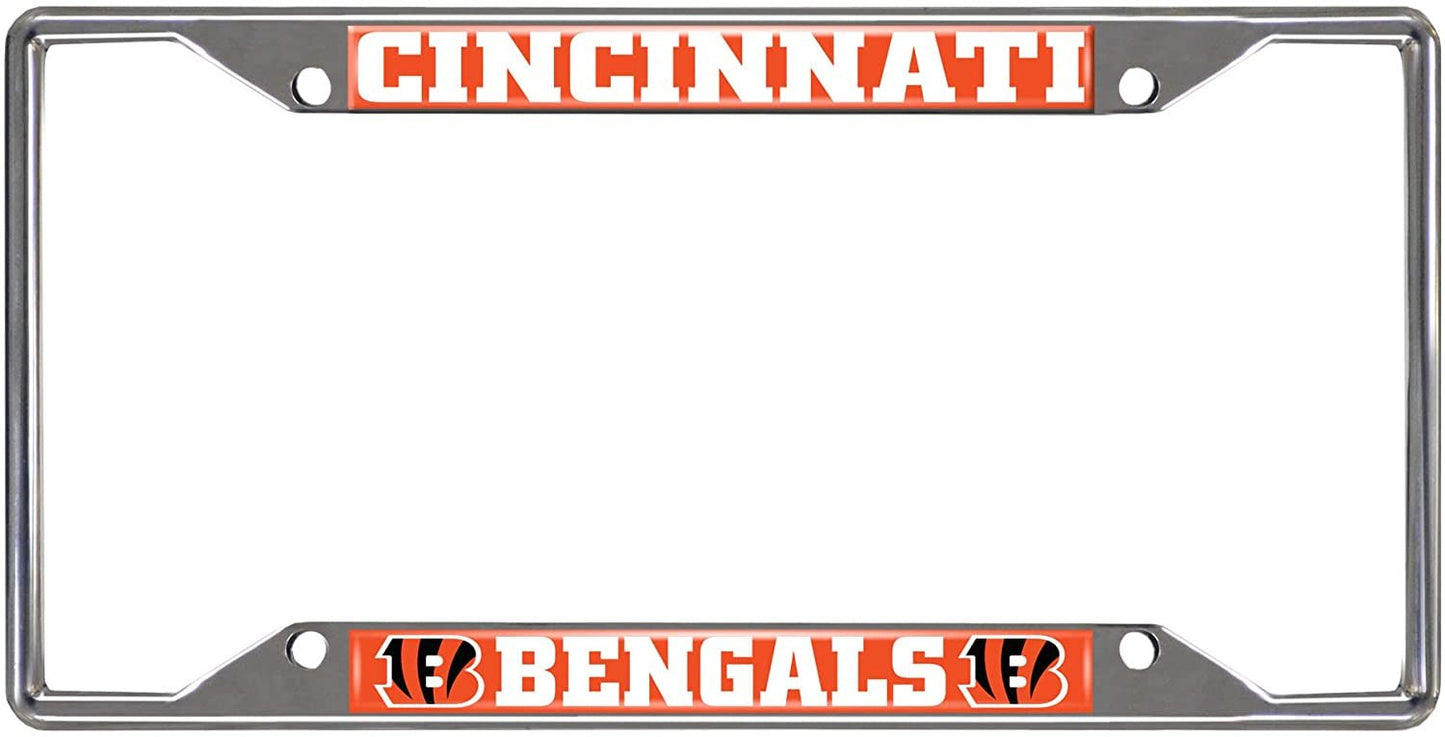 Cincinnati Bengals Chrome Metal License Plate Frame Tag Cover, 6x12 Inch