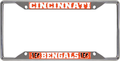 Cincinnati Bengals Chrome Metal License Plate Frame Tag Cover, 6x12 Inch