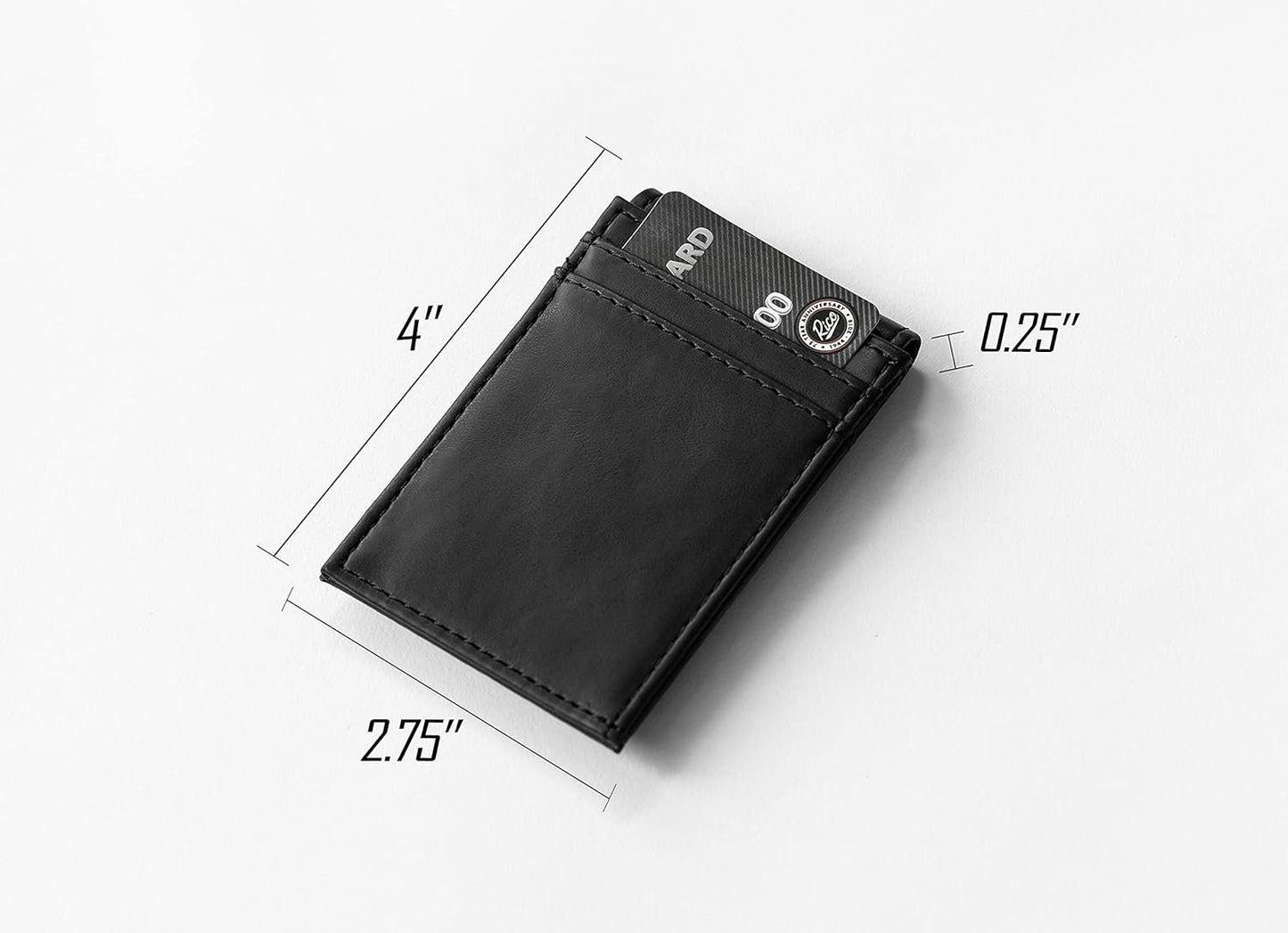 Buffalo Bills Premium Black Leather Wallet, Front Pocket Magnetic Money Clip, Laser Engraved, Vegan