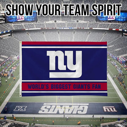 New York Giants 3x5 Feet Flag Banner, World's Biggest Fan, Metal Grommets, Single Sided, Indoor or Outdoor Use