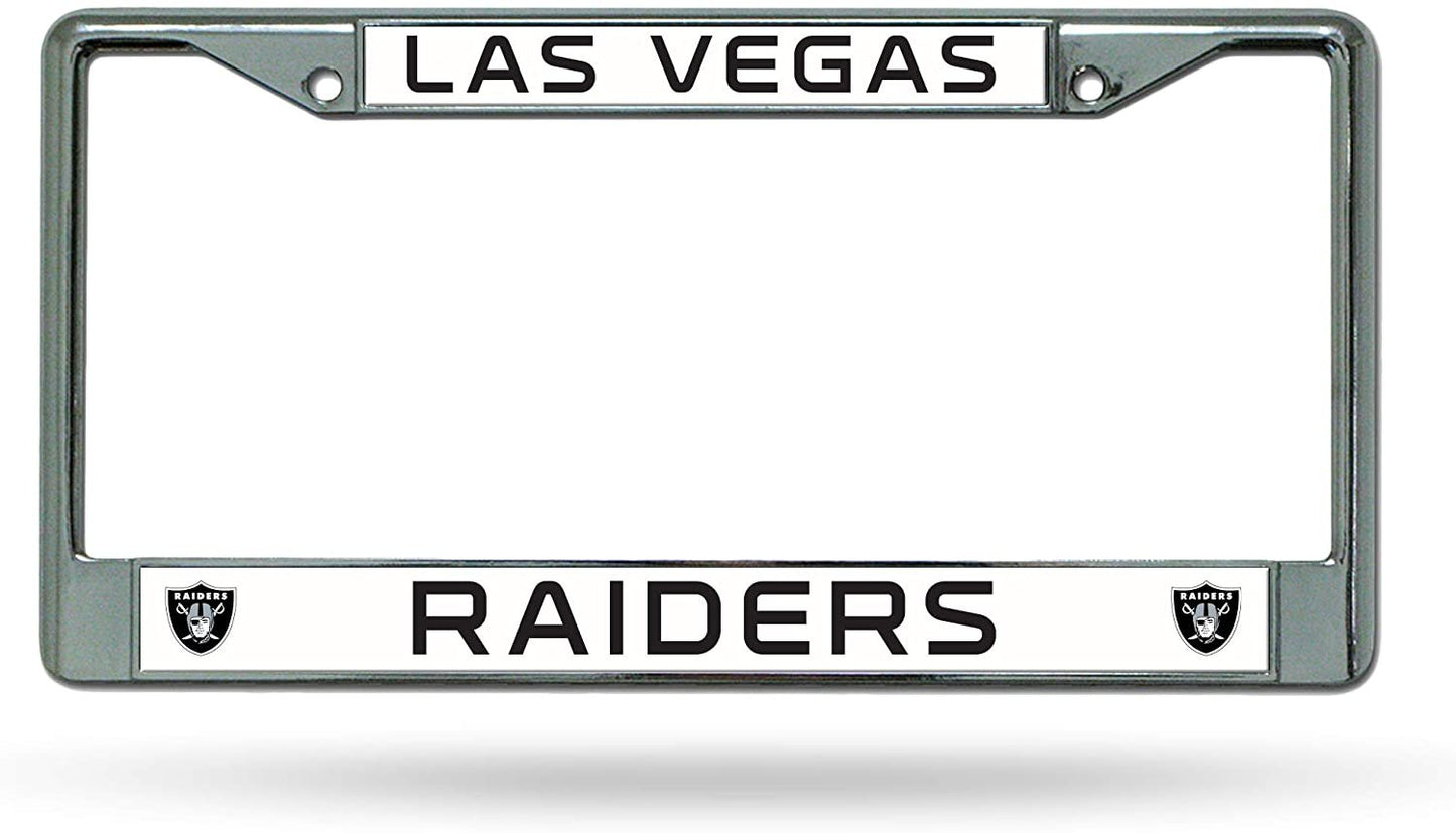 Las Vegas Raiders Metal License Plate Frame Chrome Tag Cover, 12x6 Inch