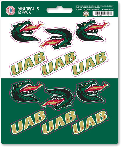 University of Alabama Birmingham Blazers 12-Piece Mini Decal Sticker Set, 5x6 Inch Sheet, Gift for football fans for any hard surfaces around home, automotive, personal items