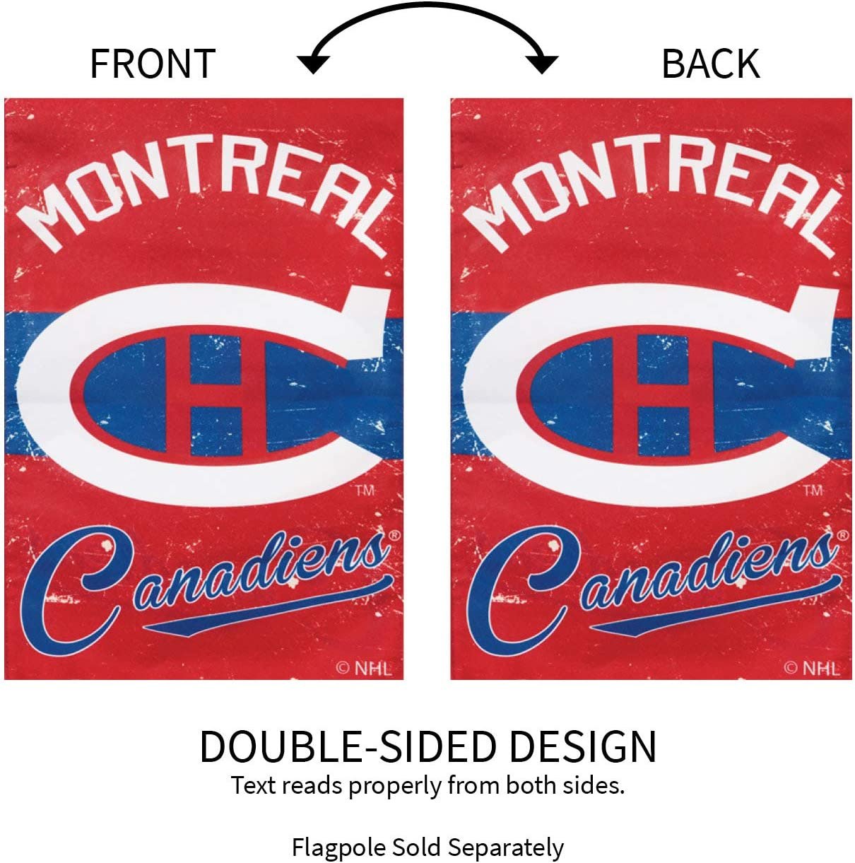 Montreal Canadiens Premium Garden Flag Linen Banner Double Sided 12.5x18 Inch Vintage Logo Design Outdoor