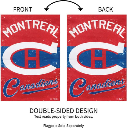 Montreal Canadiens Premium Garden Flag Linen Banner Double Sided 12.5x18 Inch Vintage Logo Design Outdoor