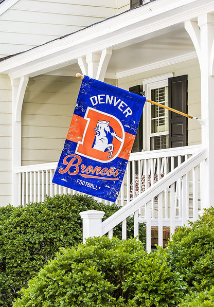 Denver Broncos Premium Double Sided Banner Flag 28x44 Inch Vintage Logo Design Indoor Outdoor