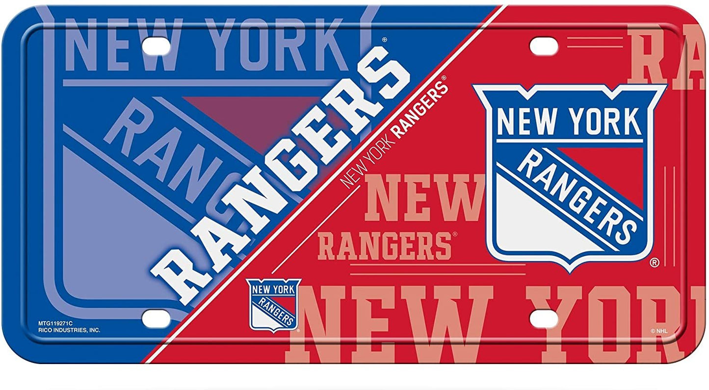 New York Rangers Metal Auto Tag License Plate, Split Design, 6x12 Inch
