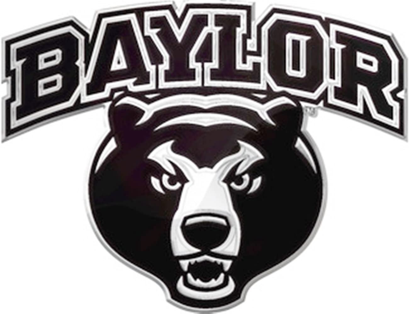 Baylor University Bears Premium Solid Metal Raised Auto Emblem, Mascot Logo, Shape Cut, Adhesive Backing