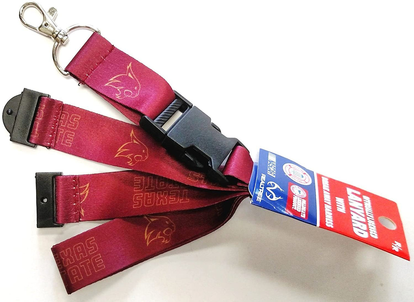 Texas State Bobcats RR Deluxe 2-Sided Lanyard Breakaway Clip w/J-Hook Keychain University of