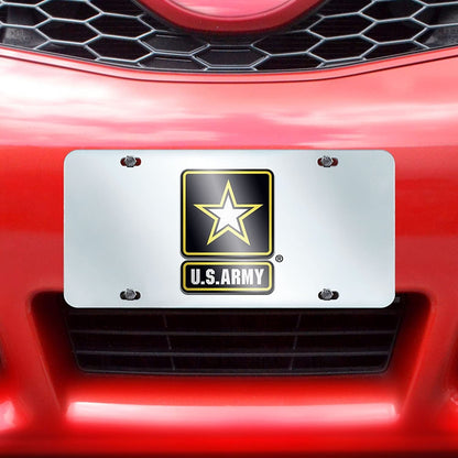 United States Army Premium Laser Cut Tag License Plate, Mirrored Acrylic Inlaid, 12x6 Inch