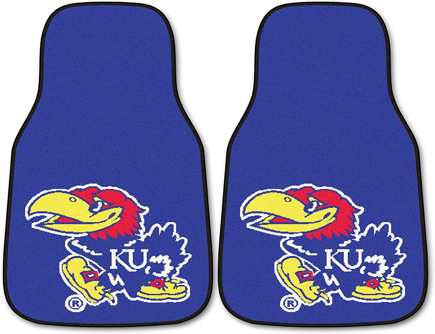 University of Kansas Jayhawks Front Floor Mats, Carpet Car Set, 18x27 Inch, Nylon, Set of 2
