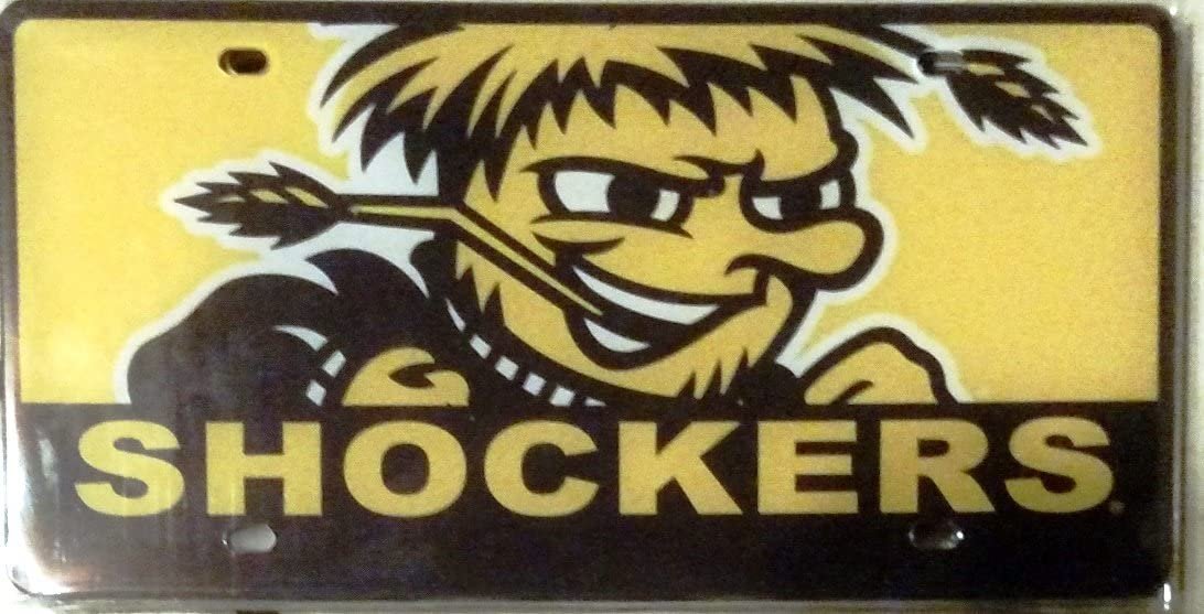 Wichita State University Shockers Laser Tag License Plate, Mega Logo Design, Mirrored Acrylic, 6x12 Inch