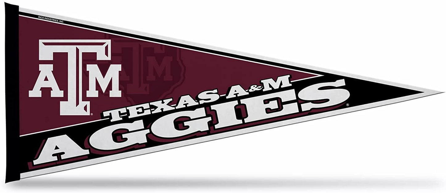 Texas A&M University Aggies Soft Felt Pennant, Primary Design, 12x30 Inch, Easy To Hang