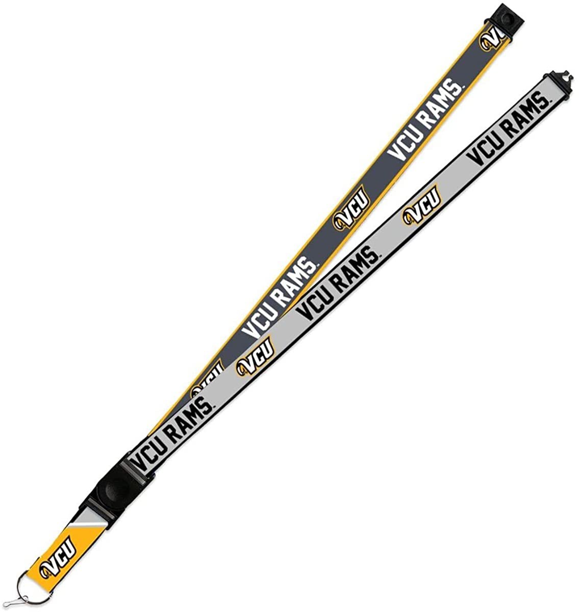 Virginia Commonwealth Rams VCU Lanyard Keychain 2-sided Breakaway Clip GRAY University