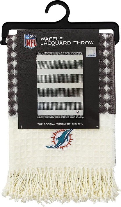 Miami Dolphins Throw Blanket Waffle Weave Jacquard, 50x60 Inch, Unisex-Adult, 100% Acrylic