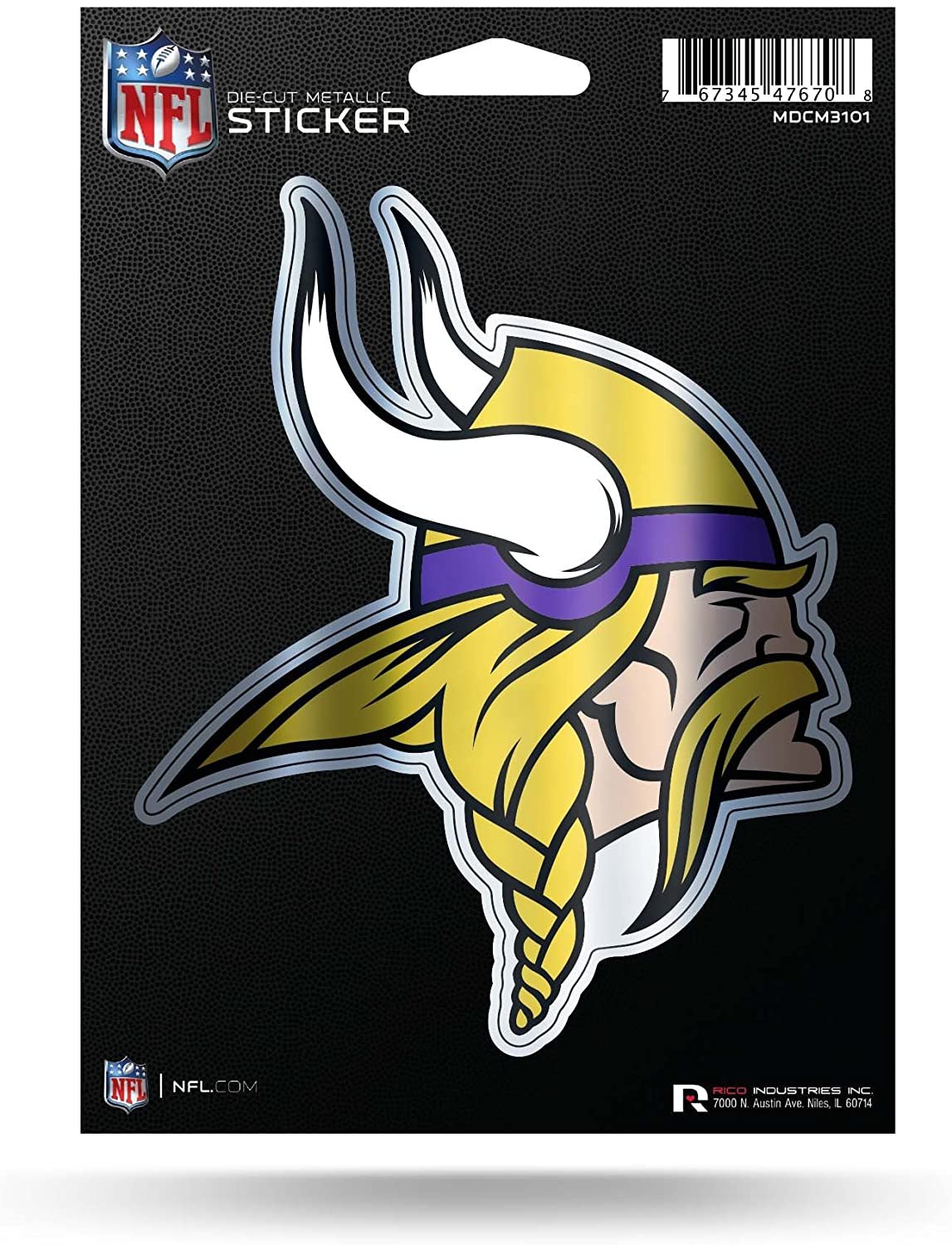 Minnesota Vikings 5 Inch Die Cut Decal Sticker, Metallic Shimmer Design, Full Adhesive Backing