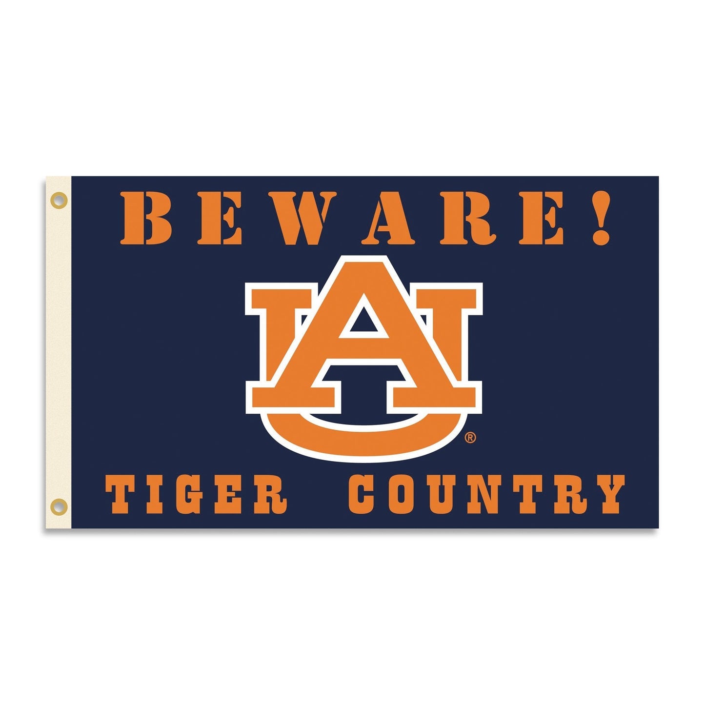 Auburn University Tigers 3x5 Feet Flag Banner, Beware Design, Metal Grommets, Outdoor Use, Single Sided
