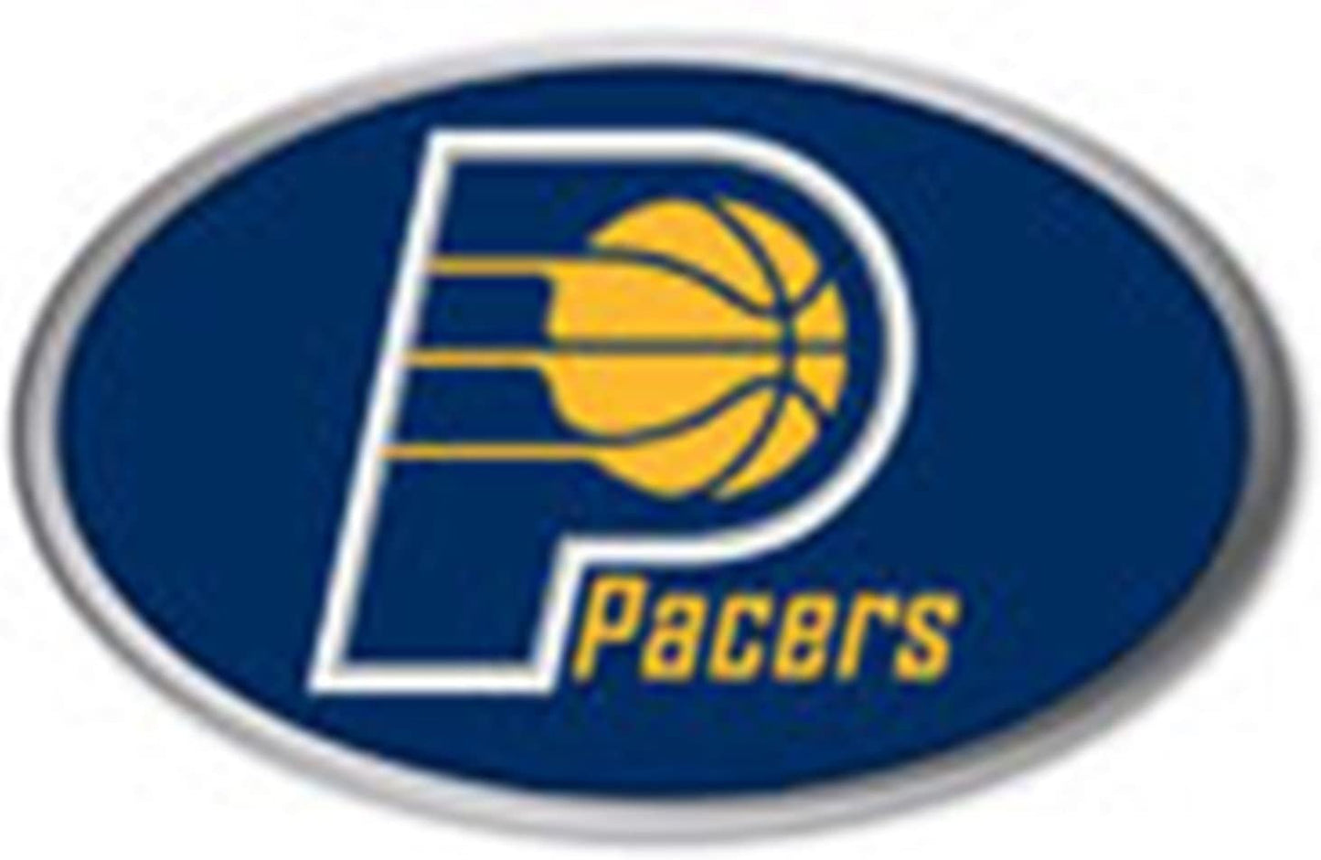 Indiana Pacers Premium Aluminum Metal Auto Emblem, Raised 3D Effect, Oval Shape, Full Adhesive Backing