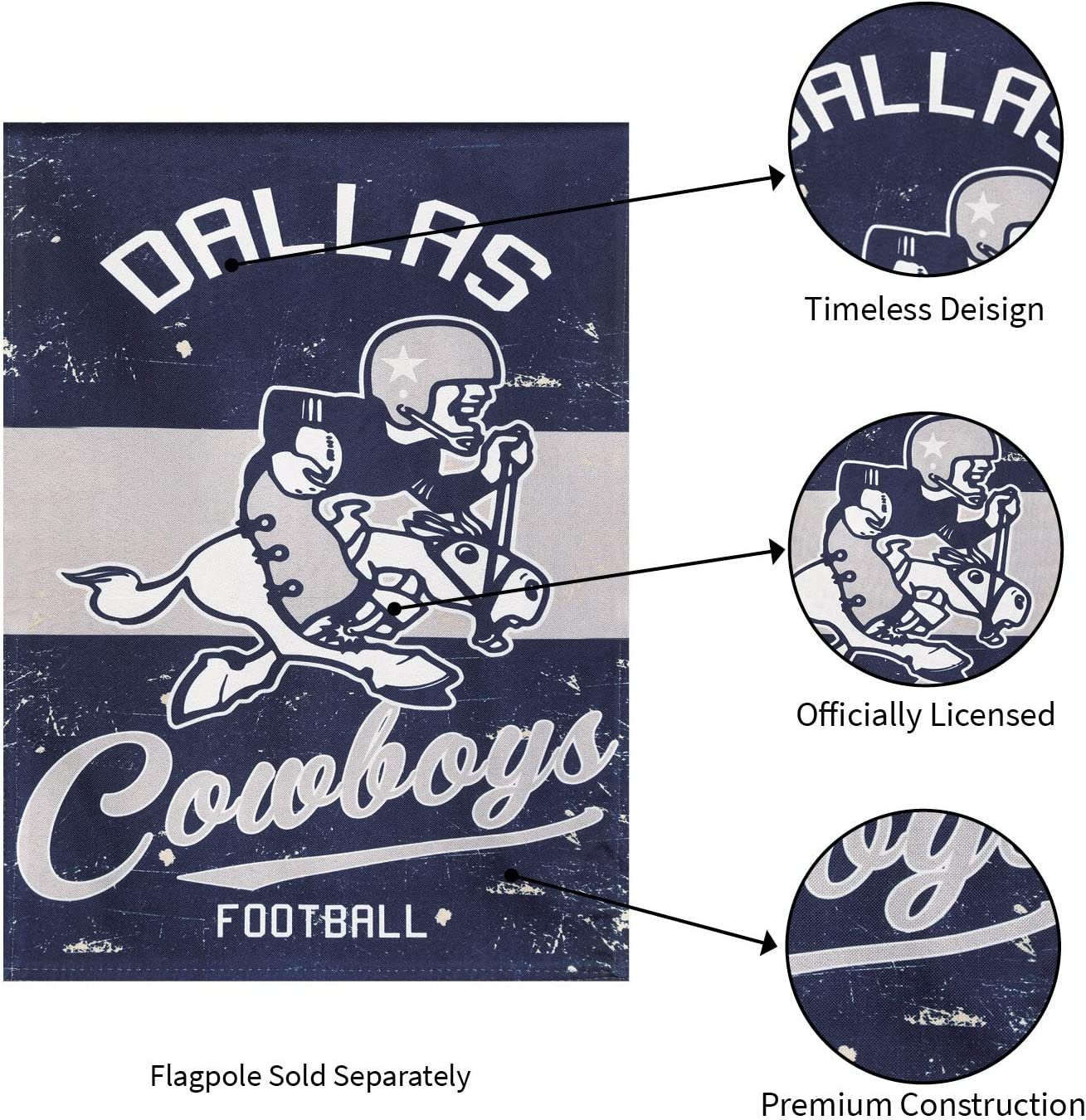 Dallas Cowboys Premium Double Sided Banner Flag 28x44 Inch Vintage Logo Design Indoor Outdoor
