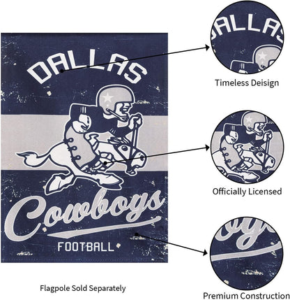 Dallas Cowboys Premium Double Sided Banner Flag 28x44 Inch Vintage Logo Design Indoor Outdoor