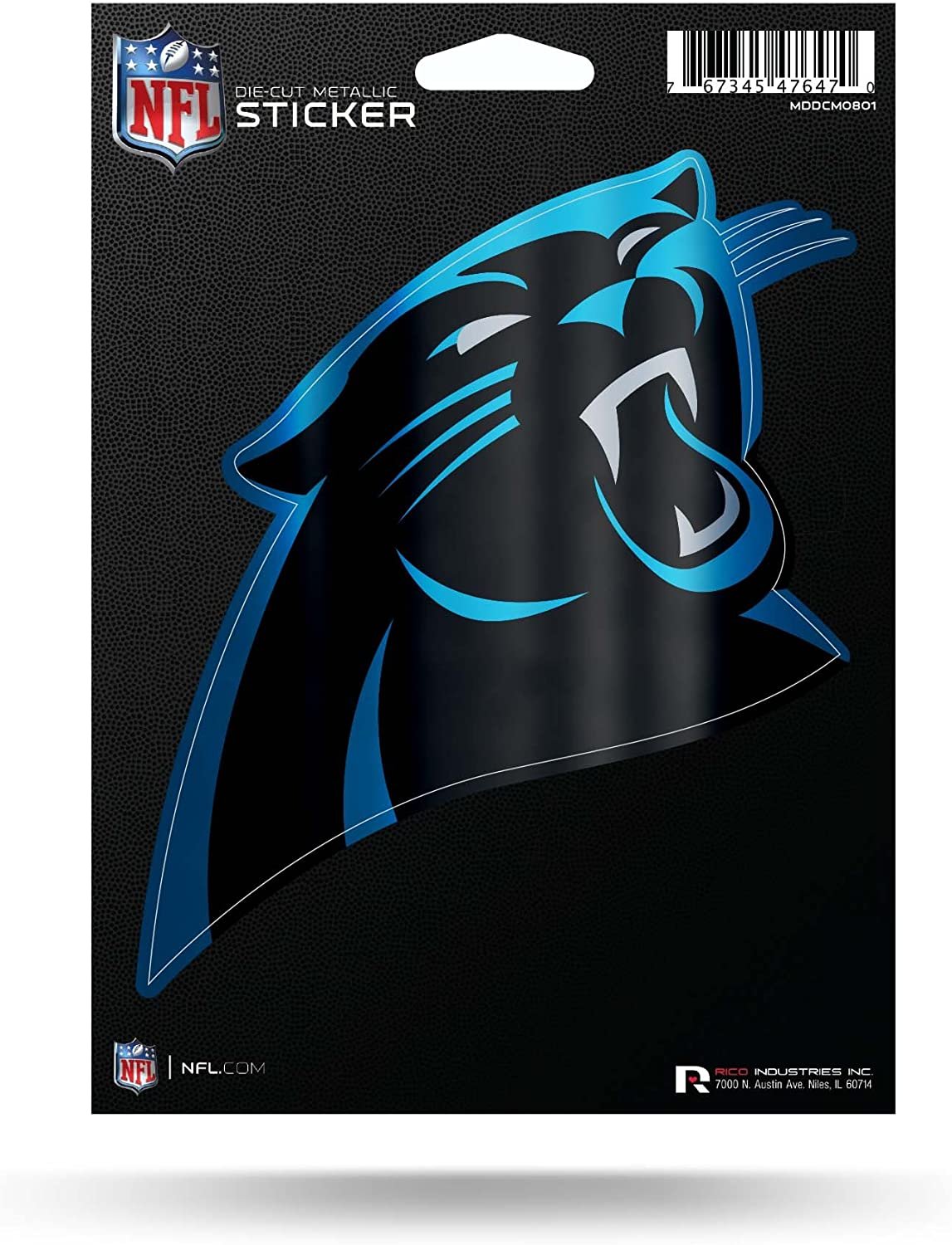 Carolina Panthers 5 Inch Die Cut Decal Sticker, Metallic Shimmer Design, Full Adhesive Backing