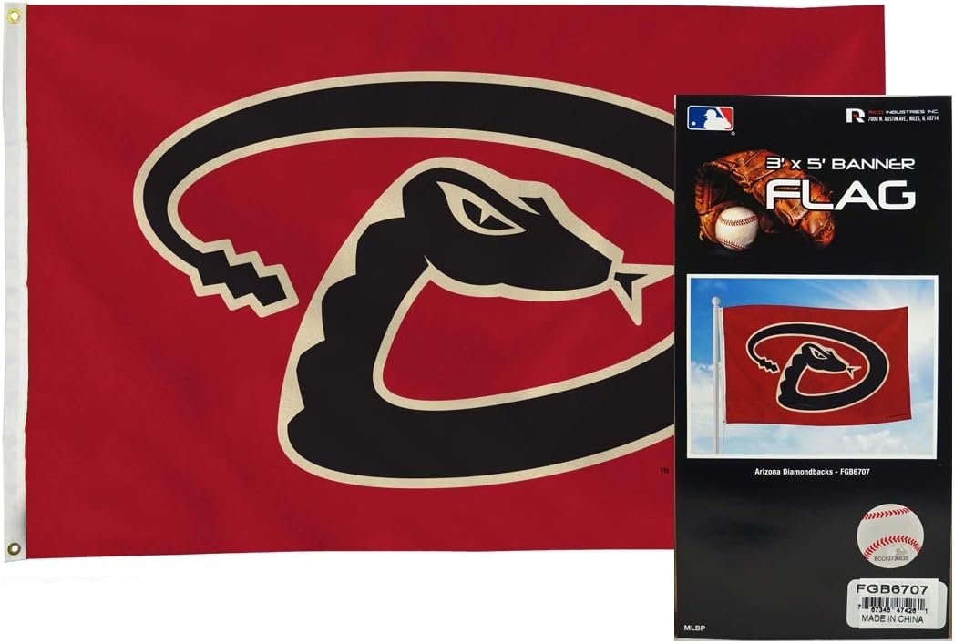 Arizona Diamondbacks 3x5 Foot Flag Banner, D Logo Design, Single Sided, Metal Grommets