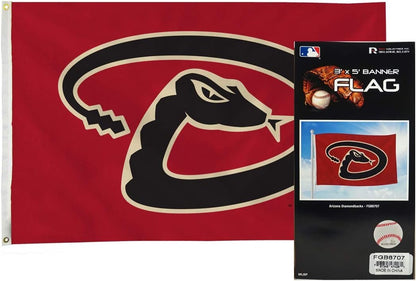 Arizona Diamondbacks 3x5 Foot Flag Banner, D Logo Design, Single Sided, Metal Grommets