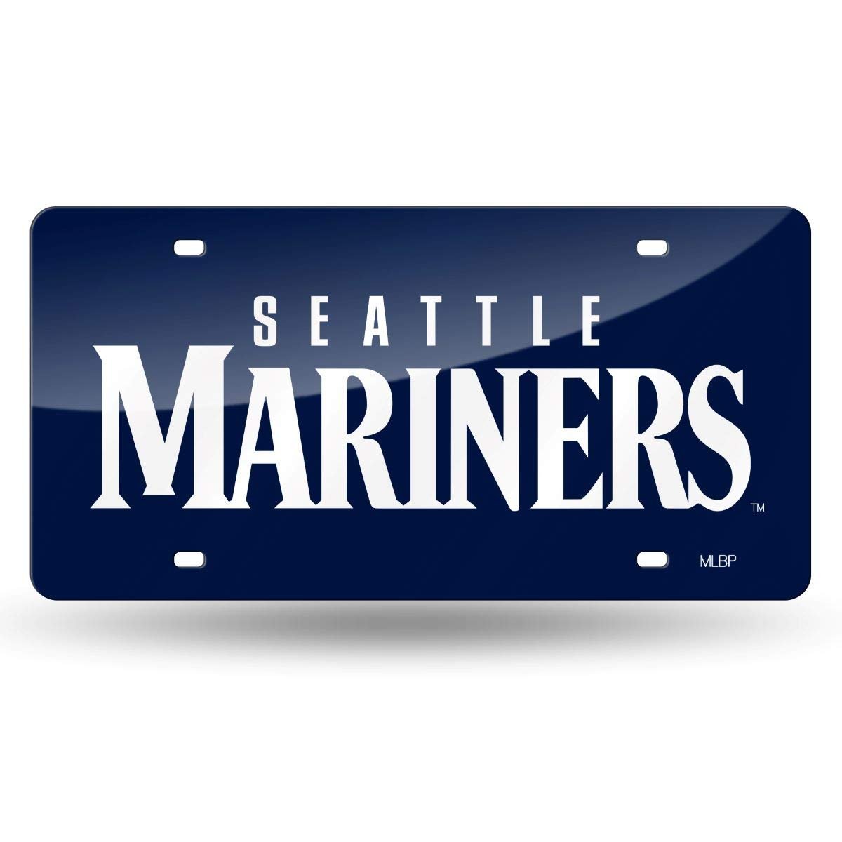 Seattle Mariners Laser Cut Tag License Plate, Blue Mirrored Acrylic Inlaid, 12x6 Inch