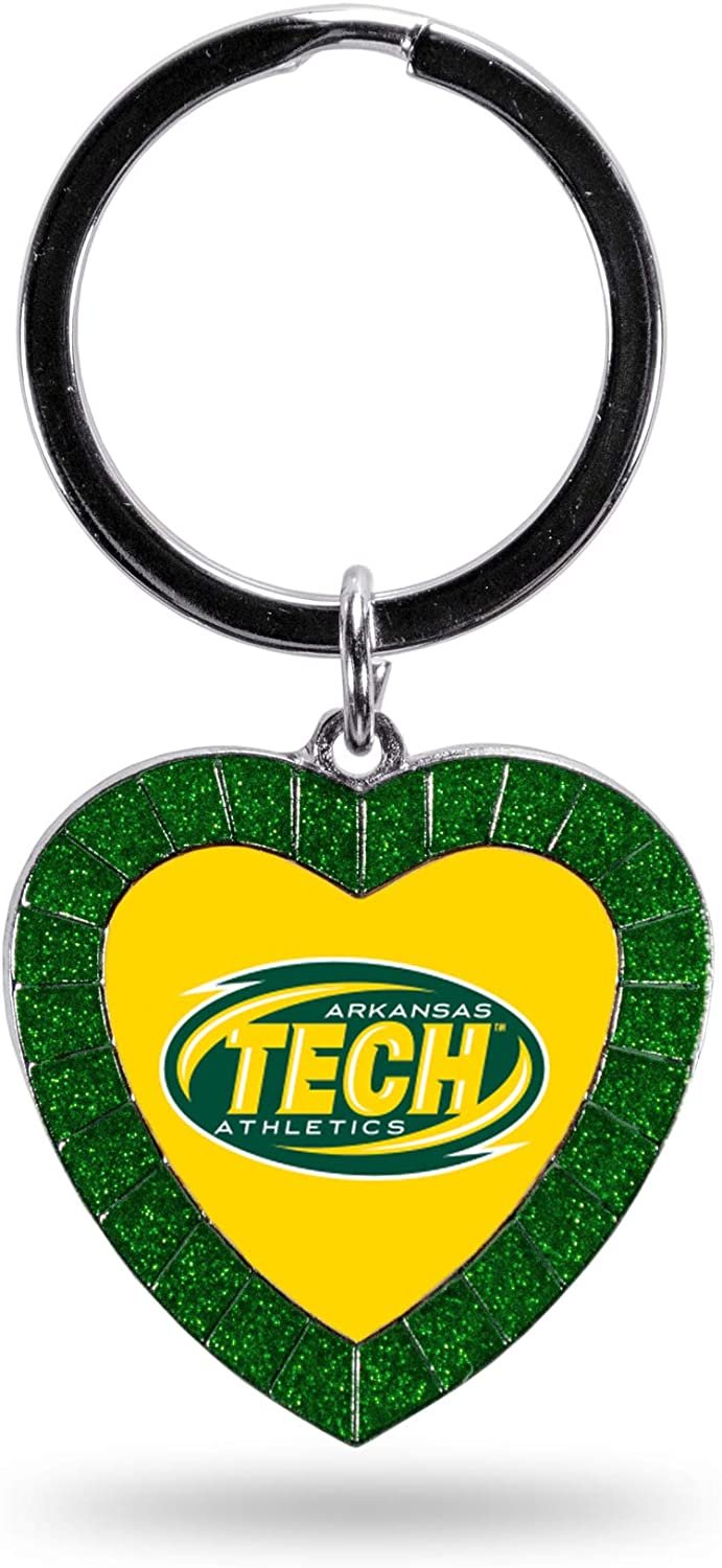 Arkansas Tech Wonder Boys NCAA Rhinestone Heart Colored Keychain, Green, 3-inches in length