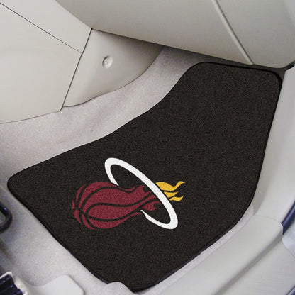 Miami Heat Front Floor Mats, Carpet Car Set, 18x27 Inch, Nylon, Set of 2