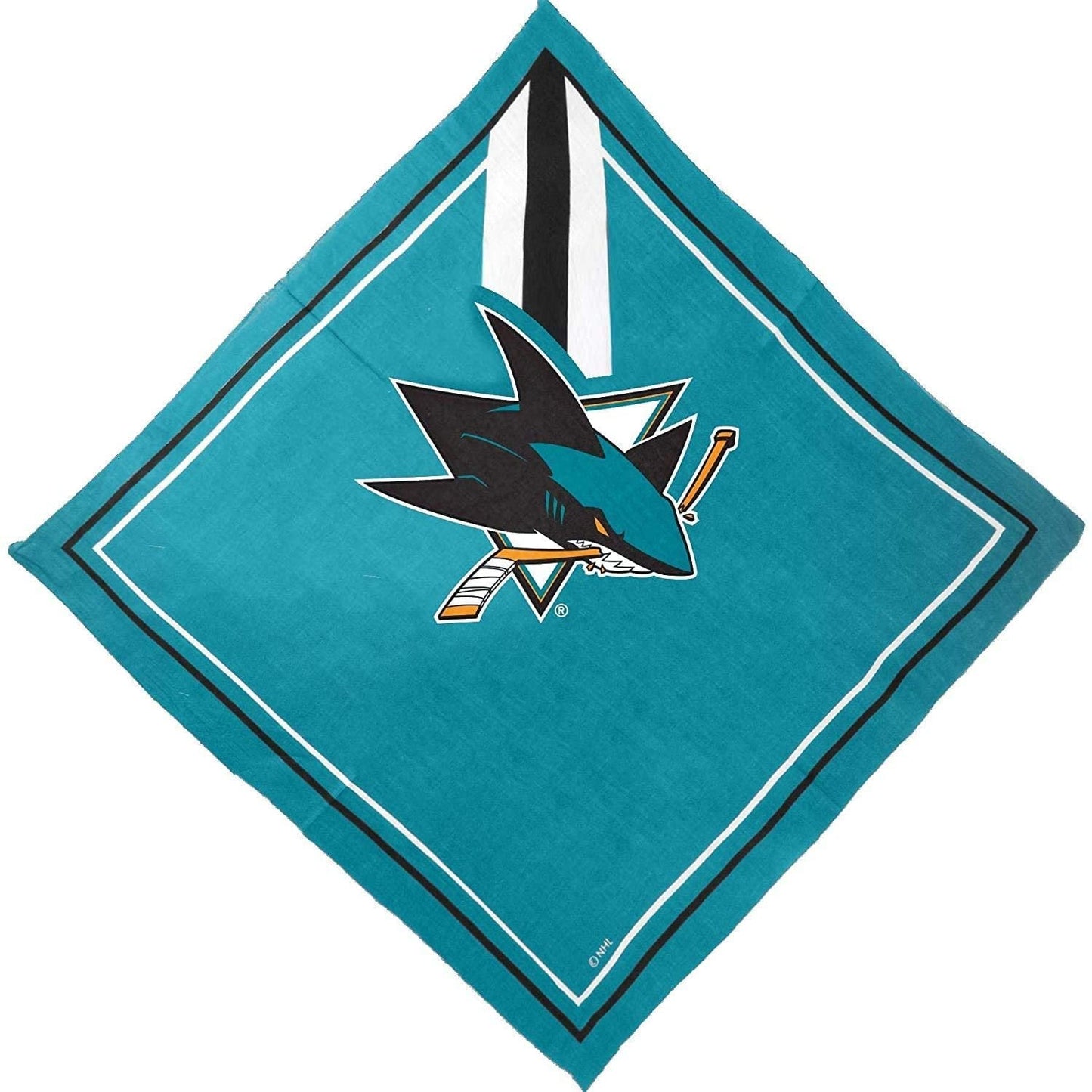 San Jose Sharks Bandana, Traditional Design, 21x21 Inch