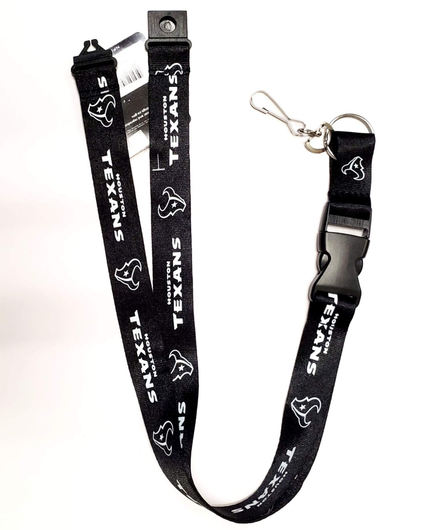Houston Texans Premium Lanyard Keychain, Breakaway Safety Style, Blackout Design, Adult Size, 36 x .75 Inch