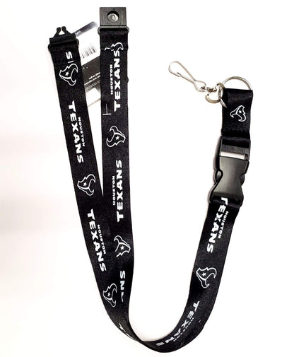Houston Texans Premium Lanyard Keychain, Breakaway Safety Style, Blackout Design, Adult Size, 36 x .75 Inch
