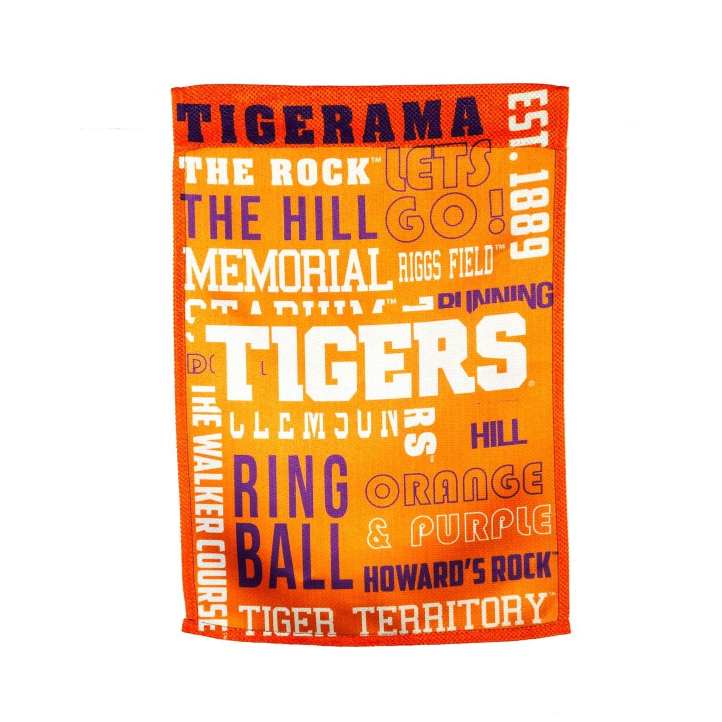 Clemson University Tigers Premium Double Sided Garden Flag Banner, Fan Rules Design, 13x18 Inch, Display Stand Sold Seperately, Officially Licensed