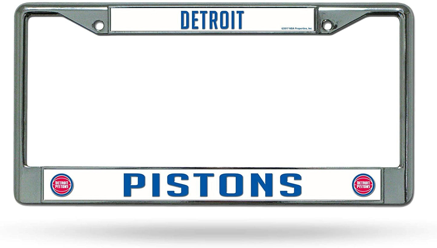 Detroit Pistons Premium Metal License Plate Frame Chrome Tag Cover, 12x6 Inch