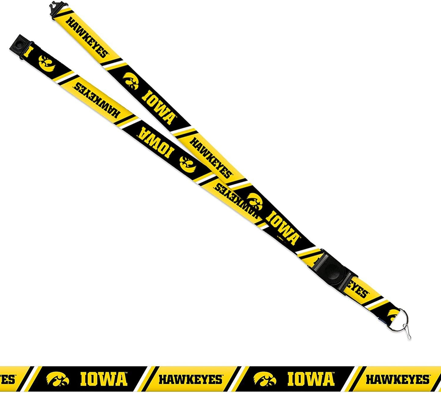 University of Iowa Hawkeyes Lanyard Keychain Double Sided 18 Inch Button Clip Safety Breakaway