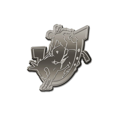 Southern Arkansas University Muleriders Solid Metal Auto Emblem, Antique Nickel Finish, Raised, Die Cut, 3.5 Inch, Adhesive Tape Backing