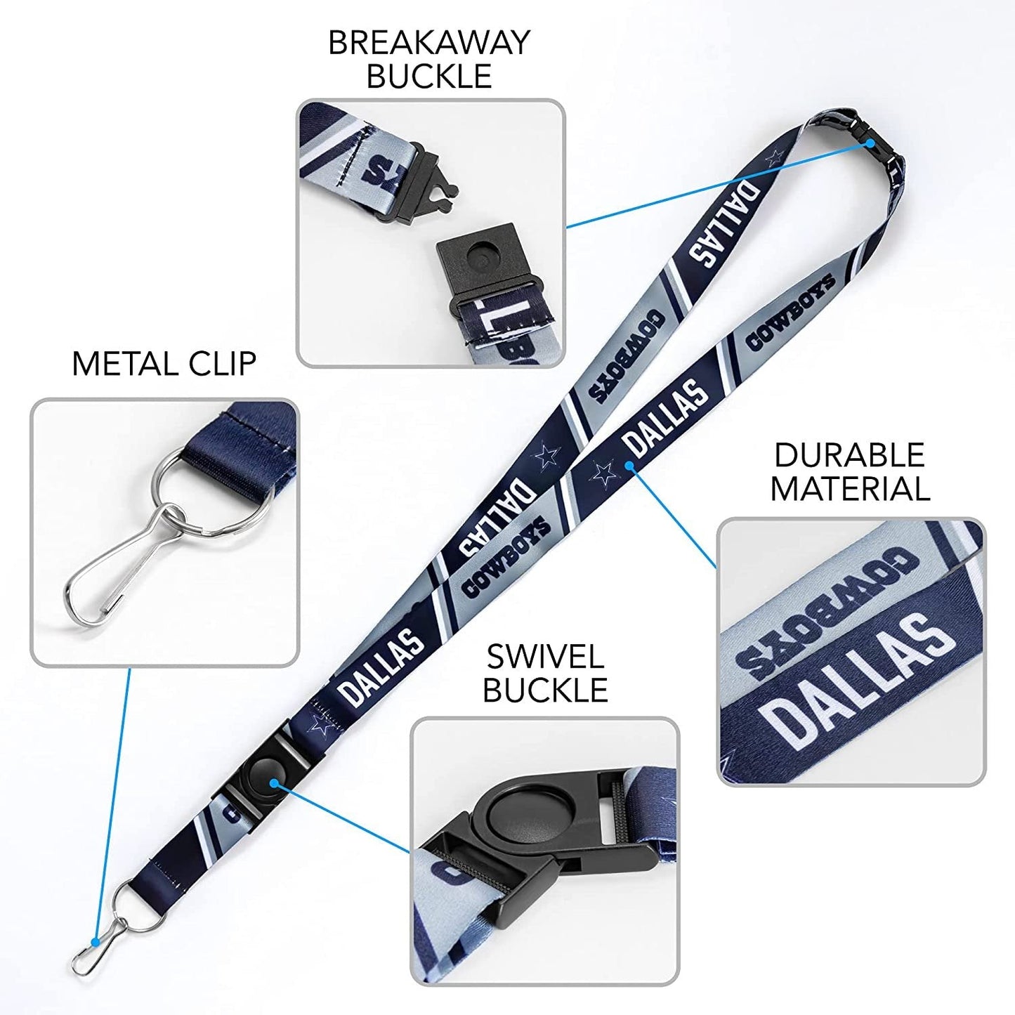 Columbus Blue Jackets Lanyard Keychain Safety Breakaway Double Sided