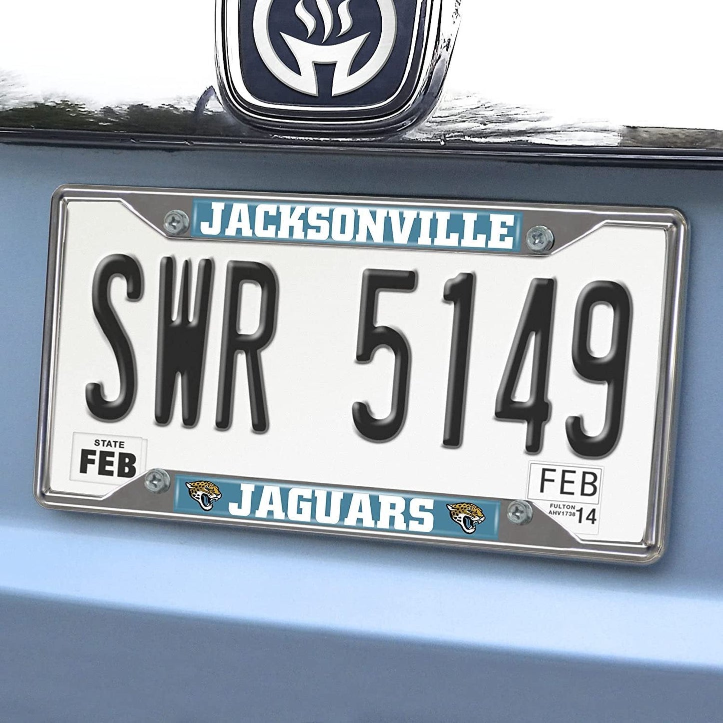 Jacksonville Jaguars Metal License Plate Frame Chrome Tag Cover 6x12 Inch