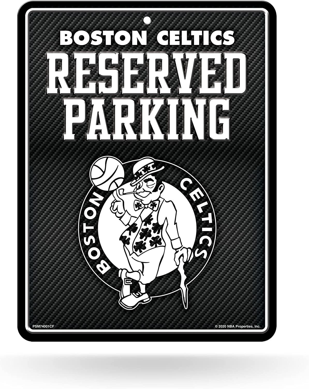 Boston Celtics Metal Parking Novelty Wall Sign 8.5 x 11 Inch Carbon Fiber Design