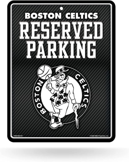 Boston Celtics Metal Parking Novelty Wall Sign 8.5 x 11 Inch Carbon Fiber Design