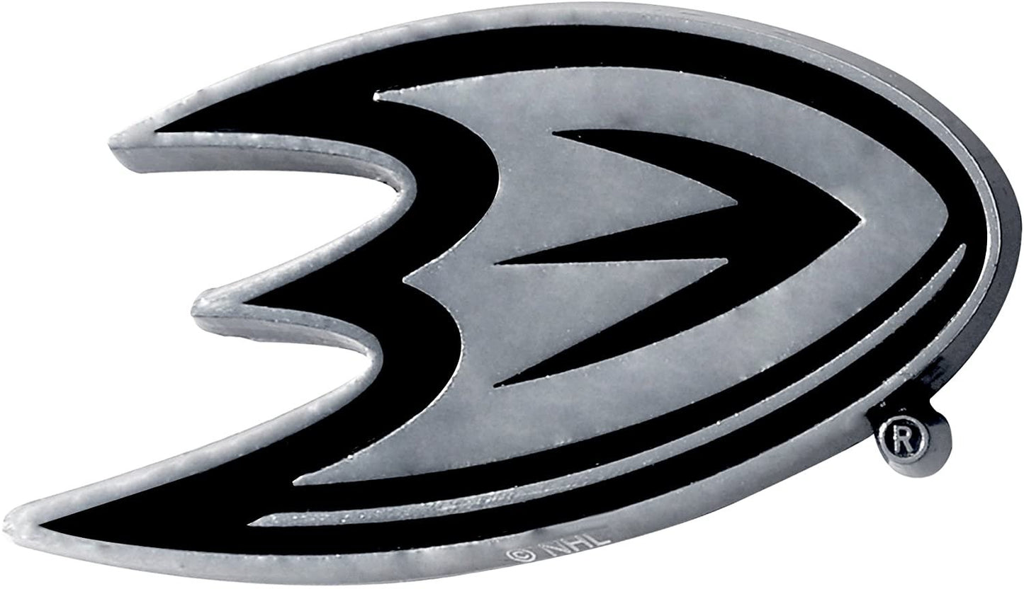 Anaheim Ducks Premium Solid Metal Color Raised Auto Emblem Shape Cut Adhesive Backing