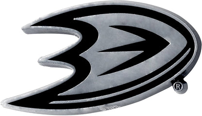 Anaheim Ducks Premium Solid Metal Color Raised Auto Emblem Shape Cut Adhesive Backing
