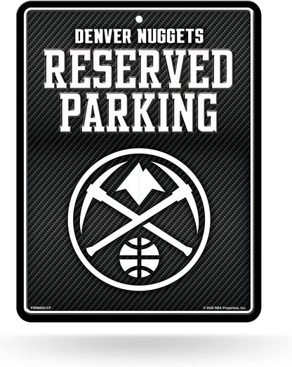 Denver Nuggets Metal Parking Novelty Wall Sign 8.5 x 11 Inch Carbon Fiber Design