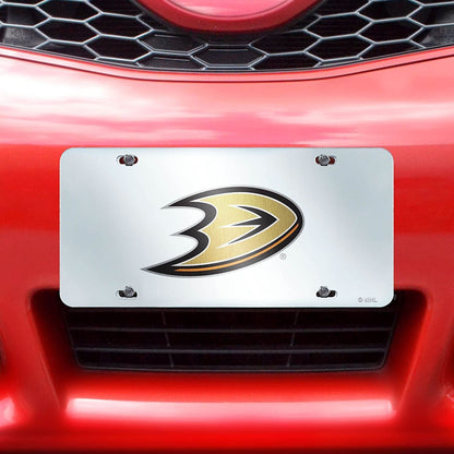 Anaheim Ducks Premium Laser Cut License Plate Tag, Mirrored Acrylic Inlaid, 12x6 Inch