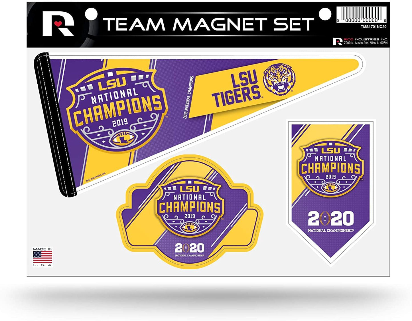 Louisiana State University LSU Tigers 2019 Champions Team Multi Magnet Set, 8.5x11 Inch Sheet, Die Cut, Auto Home