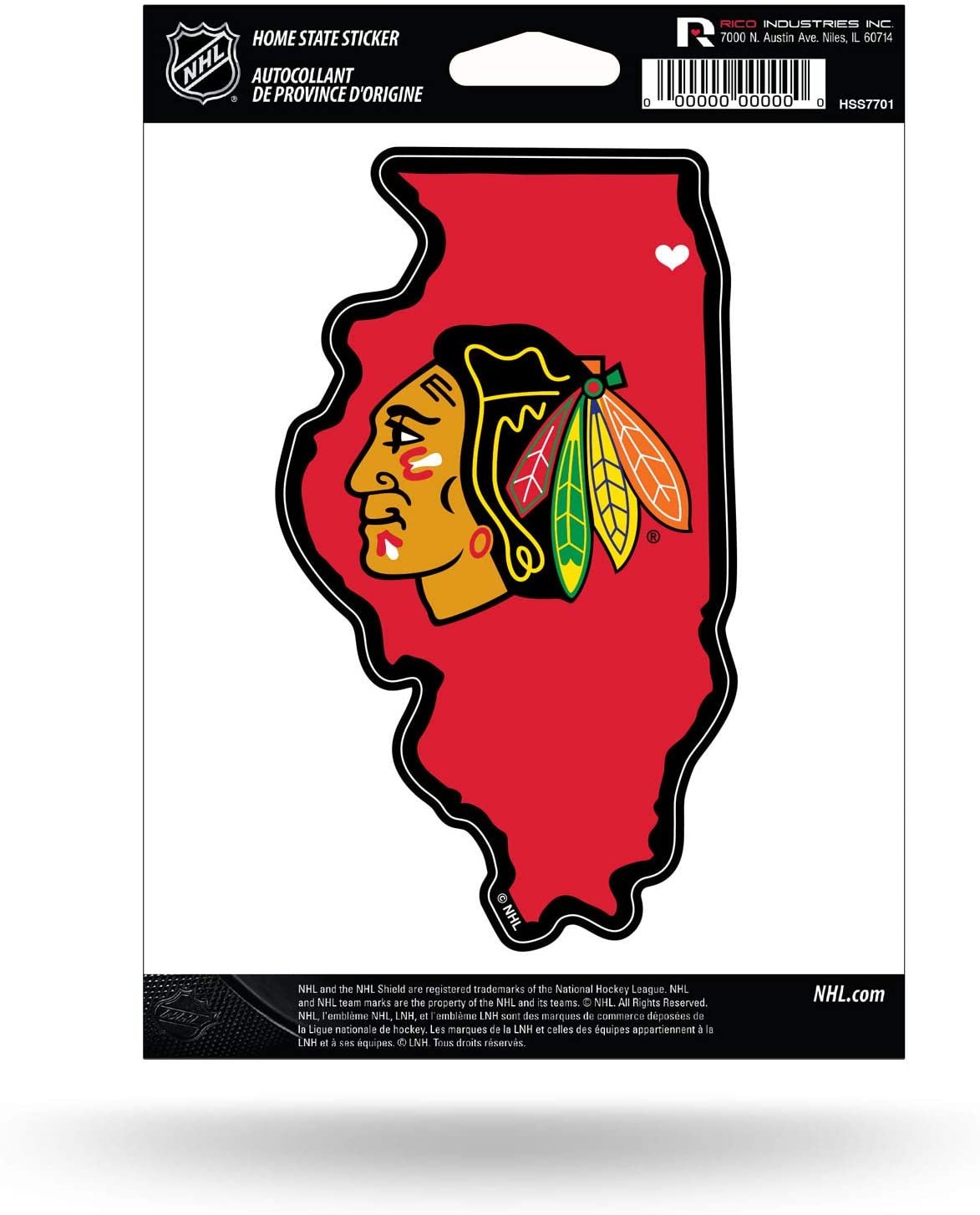 Chicago Blackhawks 5 Inch Sticker Decal, Home State Design, Flat Vinyl, Full Adhesive Backing