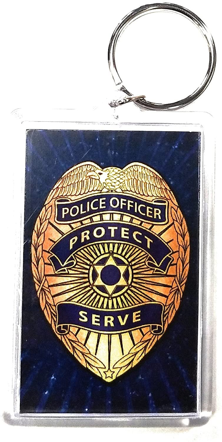 Police 2x3 Acrylic Keychain w/1" Keyring Decal Logo Emblem United States US