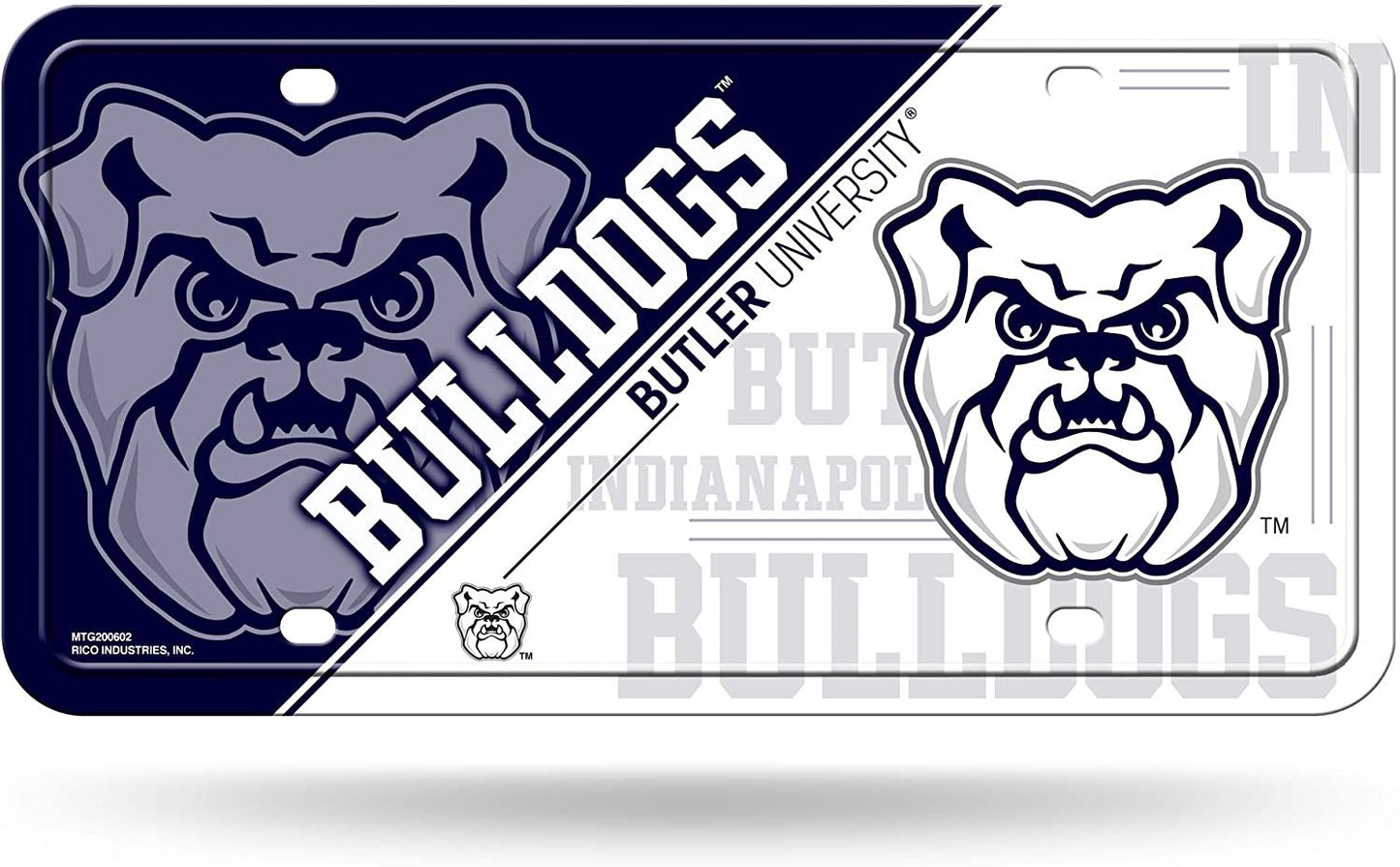 Butler University Bulldogs Metal Auto Tag License Plate, Split Design, 6x12 Inch