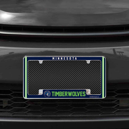 Minnesota Timberwolves Metal License Plate Frame Chrome Tag Cover Alternate Design 6x12 Inch
