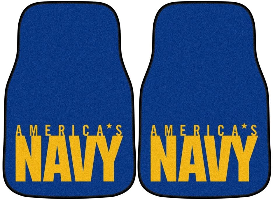 United States Navy Military Front Floor Mats, Carpet Car Set, 18x27 Inch, Nylon, Set of 2